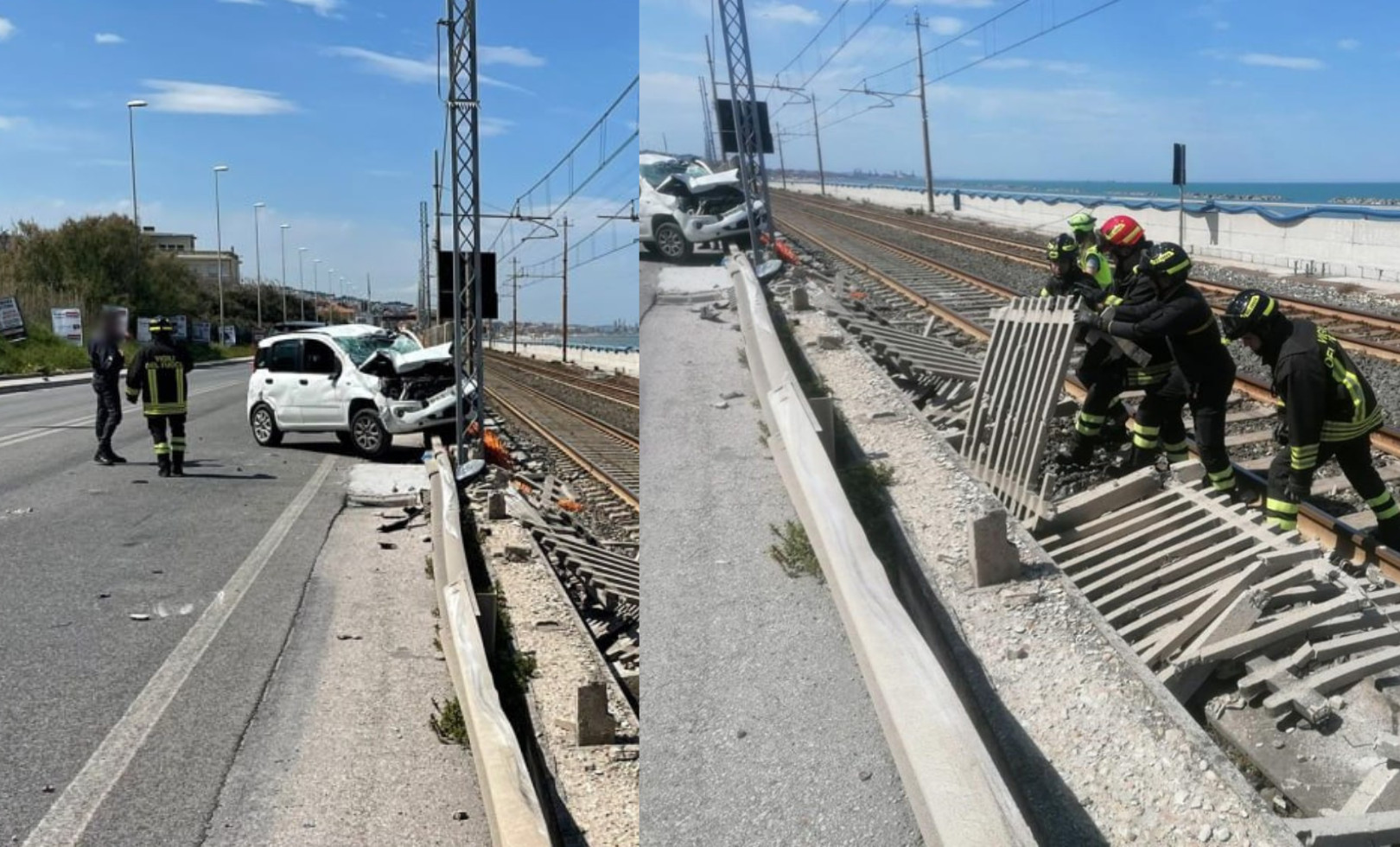 Torrette, auto si schianta contro le recinzioni in cemento della ...