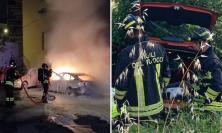 Auto in fiamme a Recanati e incidente a Urbisaglia: doppio intervento in poche ore per i vigili del fuoco