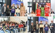 Banca Macerata Fisiomed premia il merito: consegnate le Borse di Studio ‘Paolo Mercuri’ e presentate le nuove maglie (FOTO e VIDEO)