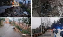 San Severino, frana in via Ariosto: strada chiusa dopo la rottura della condotta idrica