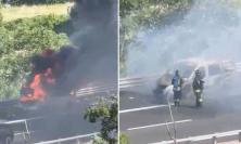 Civitanova, van avvolto dalle fiamme in A14: strada chiusa al traffico (VIDEO)