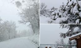 Colpo di coda dell’inverno sui Sibillini: torna la neve tra Macereto e Bolognola