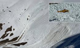 Sibillini, distacco di una valanga nella Val di Bove: intervento dei soccorsi con l'elicottero