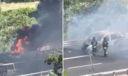 Civitanova, van avvolto dalle fiamme in A14: carreggiata chiusa al traffico (VIDEO)