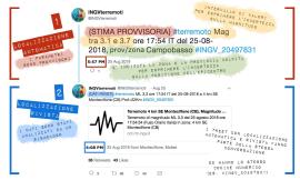 Terremoti, magnitudo ed epicentro in un tweet