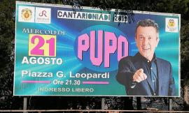 Recanati, Pupo in concerto in Piazza Leopardi mercoledì 21 agosto