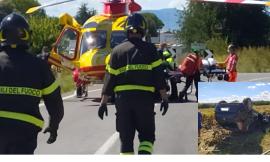Recanati, finisce fuori strada con l'auto e si ribalta su un campo: donna a Torrette in codice rosso (FOTO e VIDEO)