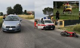 Treia, scontro tra una Fiat Punto e uno scooter: giovane studentessa soccorsa in eliambulanza