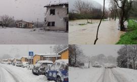 Maltempo, arriva la neve nel cratere sismico: nella Sae senza luce e acqua per ore, disagi sulle strade