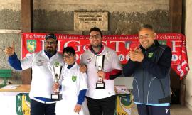 Macerata, il 13enne Alessandro Caprodossi sul podio dei campionati provinciali di lancio della ruzzola a coppie