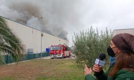 Pollenza, ancora fiamme alla Rimel. L’ultima volta nel 2007. “Il clima non aiuta la dispersione del fumo” (FOTO e VIDEO)