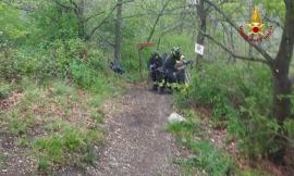 Cade con la bici lungo il sentiero: ciclista soccorso dai vigili del fuoco
