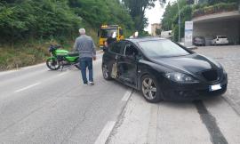 Corridonia, incidente tra auto e moto: uomo soccorso d'urgenza in eliambulanza (FOTO)