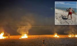 Porto Recanati, in spiaggia depositi di tronchi: a pulire sono i villeggianti (FOTO)