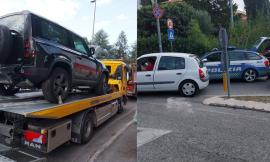 Macerata, scontro tra auto e camion alla rotonda: una donna trasportata in ospedale (FOTO)