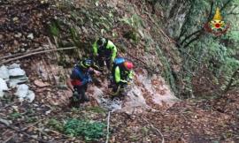 Serravalle di Chienti, cane precipita in una forra: salvato dai vigili del fuoco
