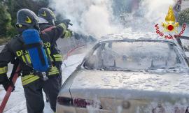 Mogliano, vede il fumo entrare nell'abitacolo e arresta la marcia: Alfa Romeo va a fuoco (FOTO e VIDEO)