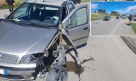 Tolentino, botto all'incrocio: un'auto perde la ruota nello scontro (FOTO)