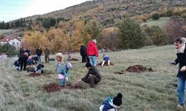 Fiastra, gli alunni piantano 40 alberi: grazie a un'app potranno monitorarne la crescita