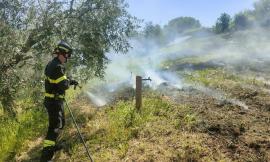 Corridonia: sterpaglie a fuoco, intervengono i vigili del fuoco