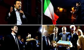 Macerata, Acquaroli spegne le candeline nel comizio con Salvini: "I sondaggi ci danno avanti" (FOTO e VIDEO)