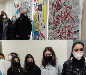 Caldarola, i ragazzi di terza media sulle orme di Banksy: una mostra per dire no alla guerra