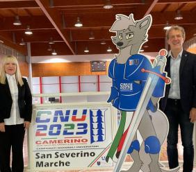 Campionati nazionali universitari: la mascotte Arnold "in tour" negli impianti sportivi di San Severino