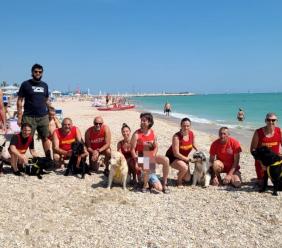 Civitanova, i cani eroi della Pegasus in azione: salvataggio in mare allo chalet Croce del Sud