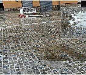 Montefano, pioggia e polemiche su piazza Bracaccini: "Una palude nel cuore del paese"