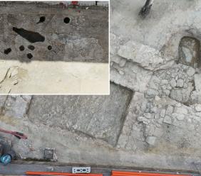Penna San Giovanni, scoperti mosaico romano e ossa umane sotto piazza del Municipio