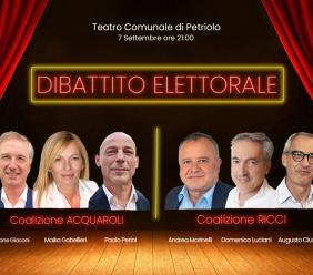 Petriolo, la politica va a teatro: dibattito pubblico tra la coalizione di Ricci e la coalizione di Acquaroli