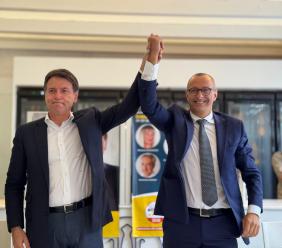 Civitanova, Ricci incontra Conte e promette: "Salario minimo regionale e trasporto scolastico gratuito"