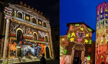 PlayMarche firma i videomapping natalizi di Arezzo e Orvieto: la luce come strumento di racconto