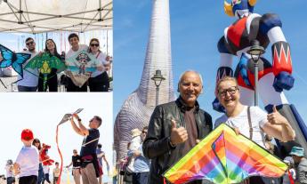 Decine di aquiloni animano Porto Recanati per Pasquetta