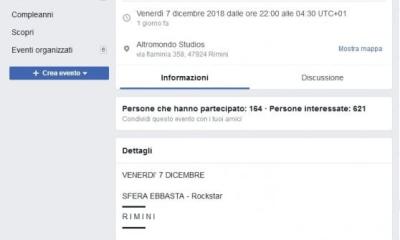 la pagina dell'evento