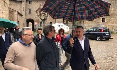 David Sassoli in visita a San Ginesio insieme ad Angelo Sciapichetti (2017)