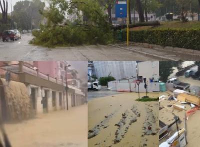 Nubifragio Tolentino, strade come torrenti: registrate frane, allagamenti e alberi abbattuti (VIDEO)