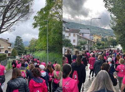 Castelraimondo si colora di rosa: un grande cuore per ricordare Sabrina Cruciani (FOTO)