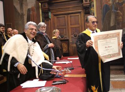 Moschini e la laurea honoris causa ricevuta nel 2003, il rettore McCourt: "Esempio di eleganza morale"