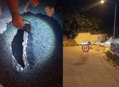 San Severino, voragine in strada in via Madonna dei Lumi: scatta il senso unico alternato San Severino, voragine in strada in via Madonna dei Lumi: scatta il senso unico alternato