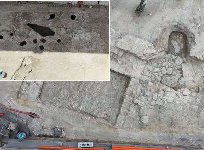 Penna San Giovanni, scoperti mosaico romano e ossa umane sotto piazza del Municipio
