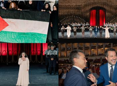 Macbeth, un applauso lungo quanto l’attesa: le bandiere palestinesi chiudono il sipario