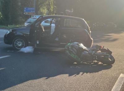 Fiuminata, scontro tra auto e moto a Ponte Castello: donna trasportata a Torrette