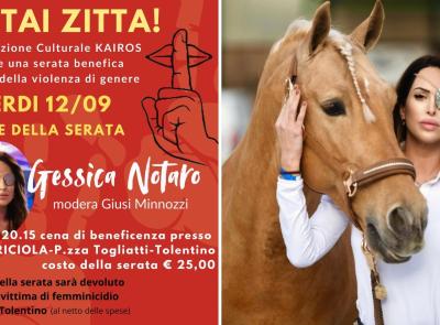"STAI ZITTA!", Cena benefica con Gessica Notaro a Tolentino: il ricavato ai figli di Gentiana Hudhra