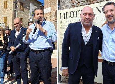 Salvini chiude il tour nelle Marche a Filottrano: il vicepremier incontra il "sindaco strano" Paolorossi