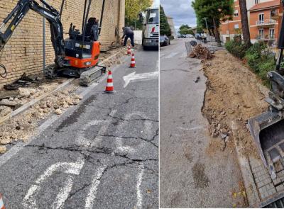 Recanati, partiti i lavori di riqualificazione dei marciapiedi: interventi per 40mia euro