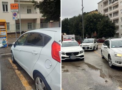 I nuovi stalli per i taxi alla stazione scontentano tutti, caos parcheggi: a Macerata c'è lavoro per Scorsese (FOTO)