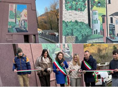 Matelica, la scuola media rinnova Braccano: inaugurato il nuovo murale realizzato dagli studenti