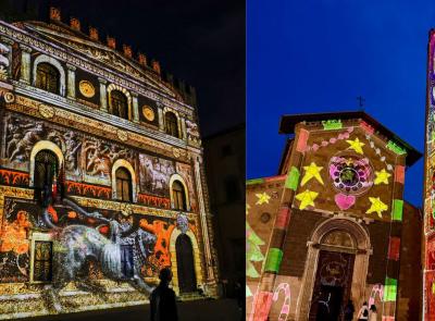 PlayMarche firma i videomapping natalizi di Arezzo e Orvieto: la luce come strumento di racconto