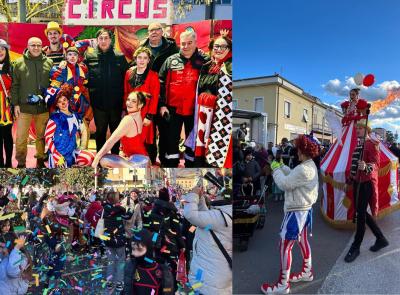 Castelraimondo, primo "Carnevale on the road" in versione circo da tutto esaurito